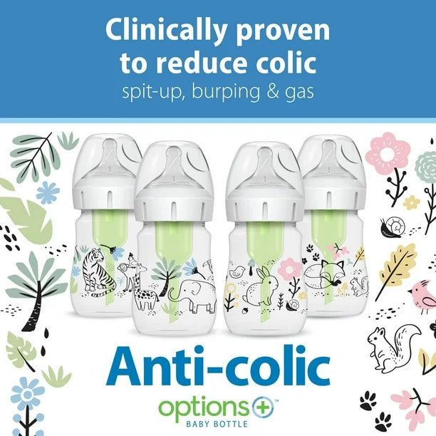 Dr Brown's Wide-Neck Anti-Colic Options+ 2pk Designer Bottles - Woodland 5oz