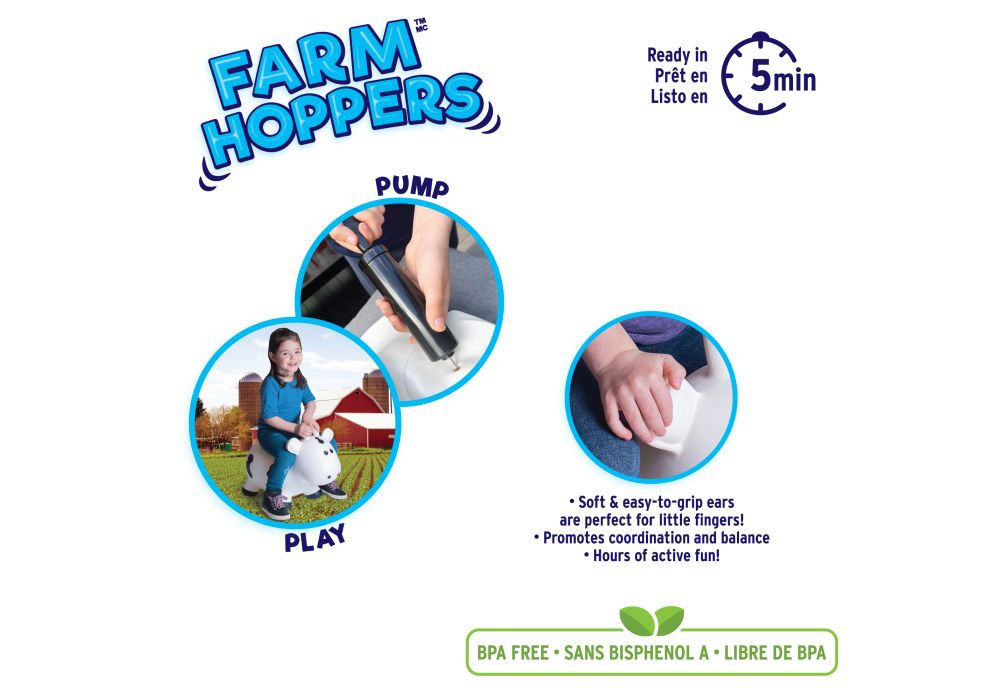 Rose Textiles Farm Hoppers - White Cow