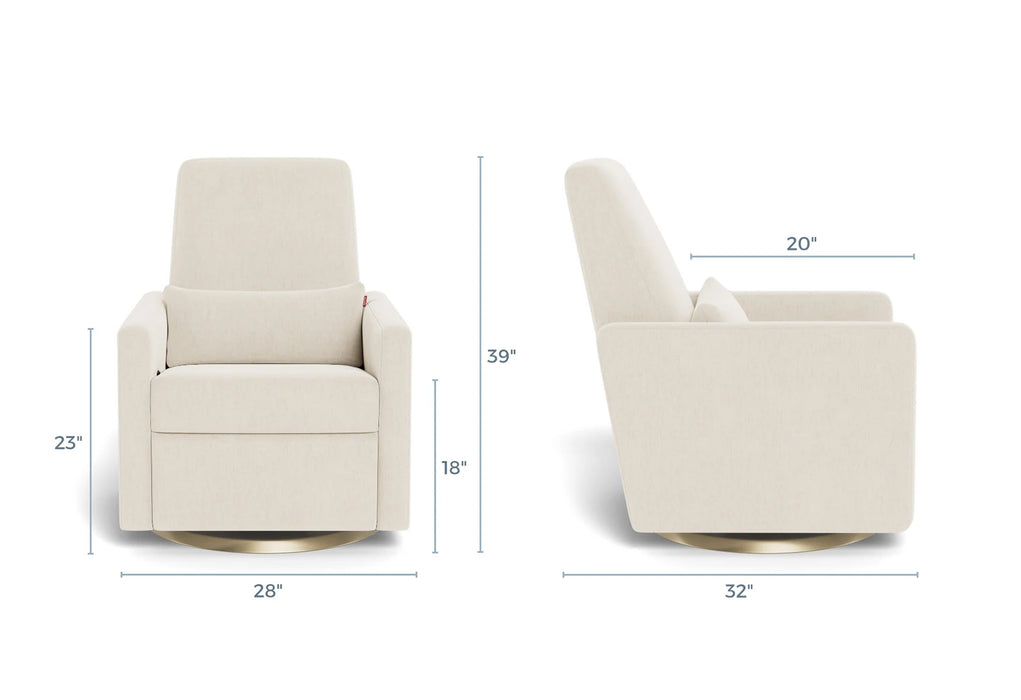 Monte Grano Glider Recliner - Pebble Grey/Stainless Steel (IN STOCK, STORE PICK UP ONLY)