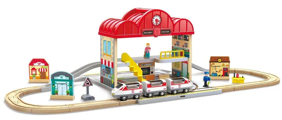 Hape 2025 Portable Train Station Set E3877
