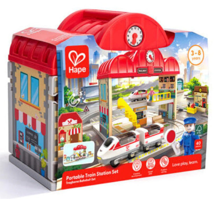 Hape 2025 Portable Train Station Set E3877