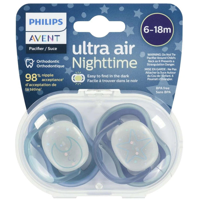 Avent Ultra Air Pacifier Night 2PK 0-6M - Star+Moon