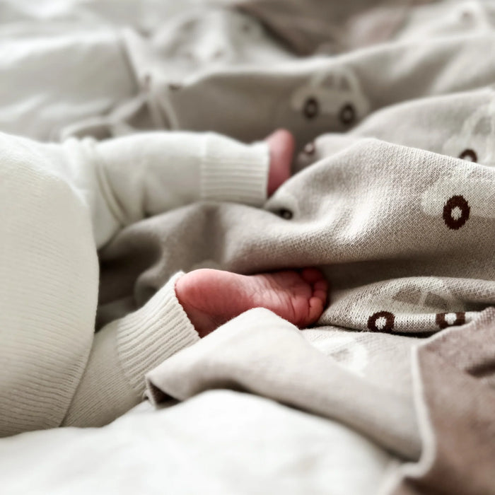 Bleu La La Swaddle Blanket Car - Oatmeal