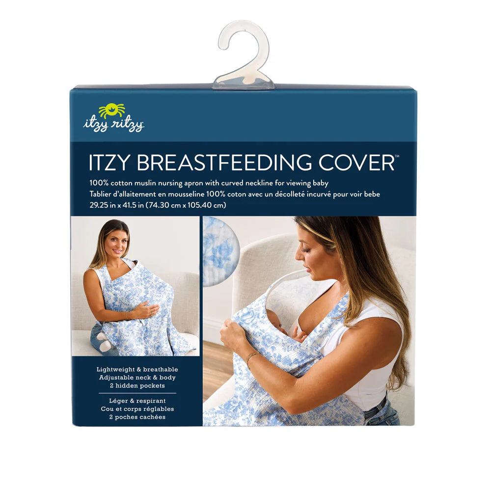 Itzy Ritzy Breastfeeding Cover Nursing Apron Blue Toile