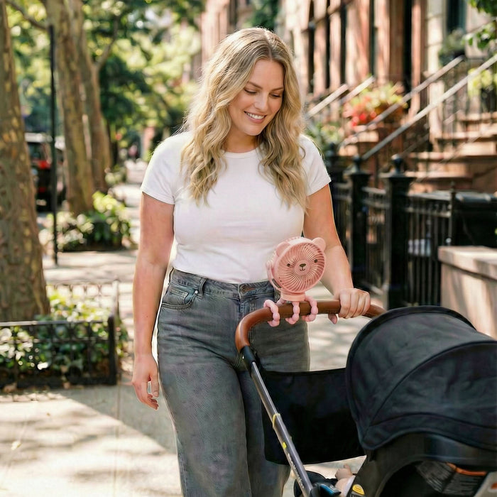 Itzy Ritzy Itzy Breeze 3 Speed Stroller Fan - Bear Pink