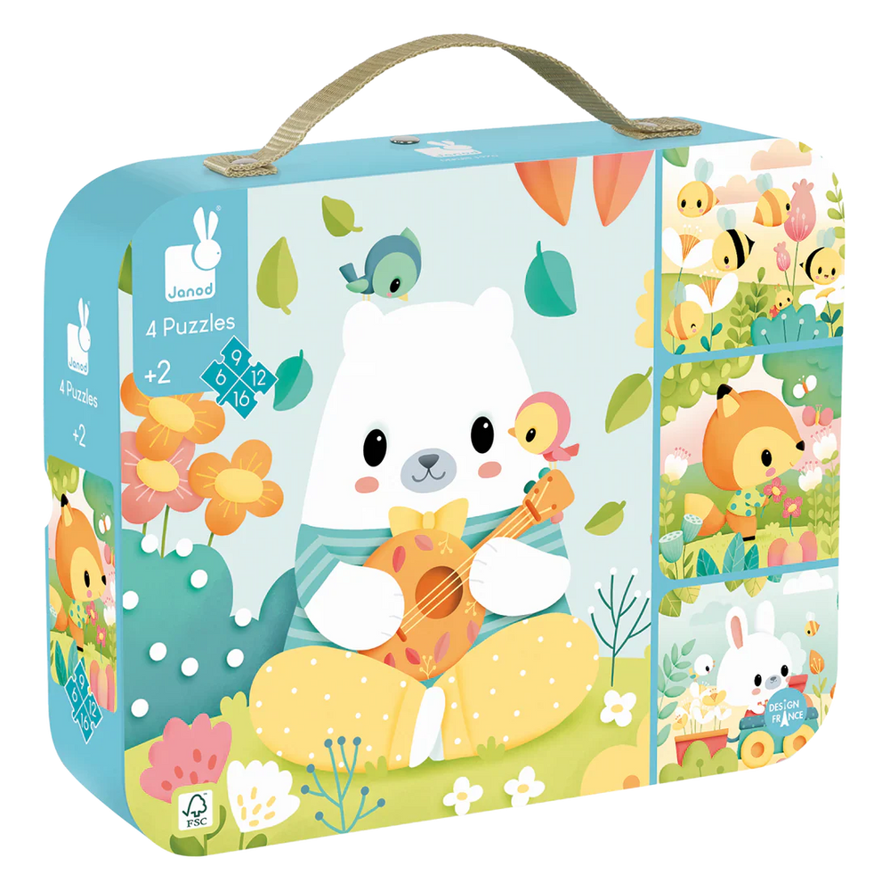 Janod 4 Progressive Difficulty Puzzle 6/9/12/16pcs J02471