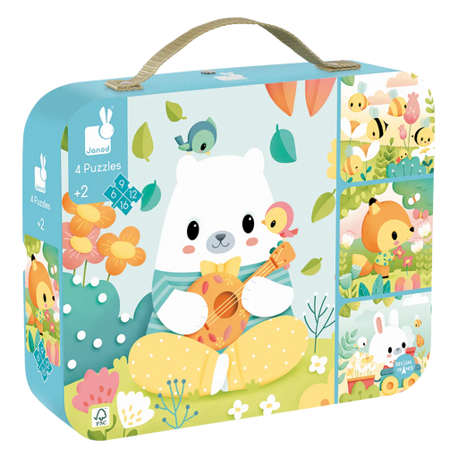 Janod 4 Progressive Difficulty Puzzle 6/9/12/16pcs J02471