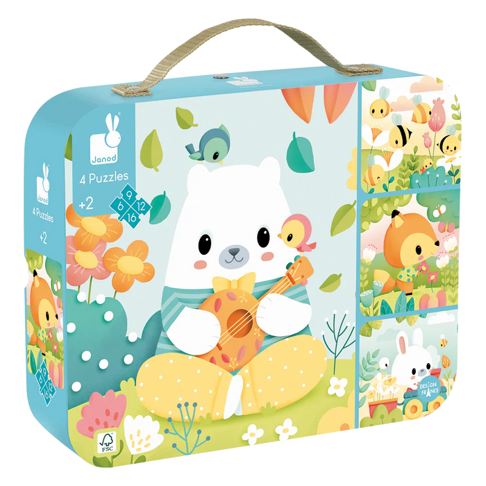 Janod 4 Progressive Difficulty Puzzle 6/9/12/16pcs J02471