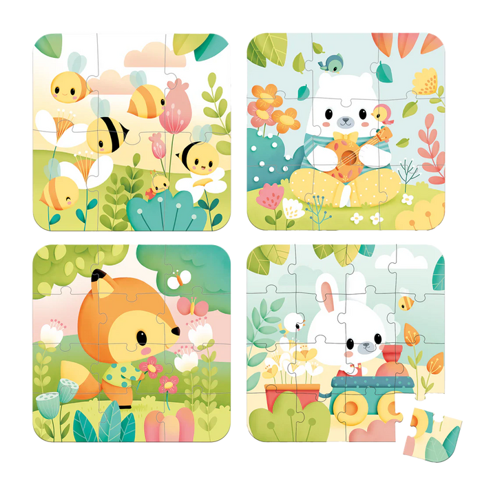 Janod 4 Progressive Difficulty Puzzle 6/9/12/16pcs J02471