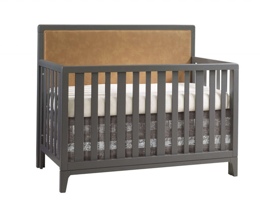 Natart Kyoto Conv. Crib With Upholstered Panel Charcoal/Caramel