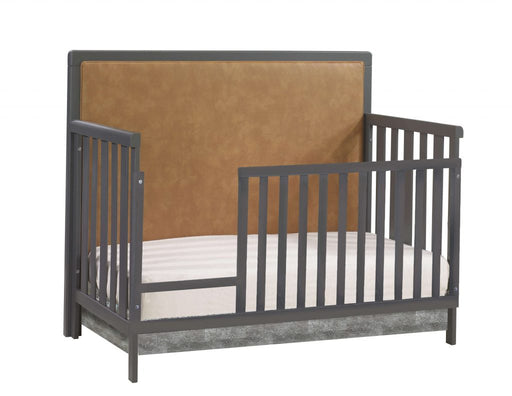 Natart Kyoto Conv. Crib With Upholstered Panel Charcoal/Caramel