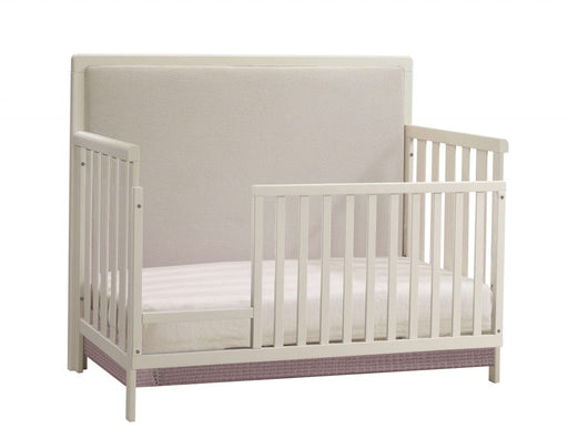 Natart Kyoto Conv. Crib With Upholstered Panel Linen/Talc
