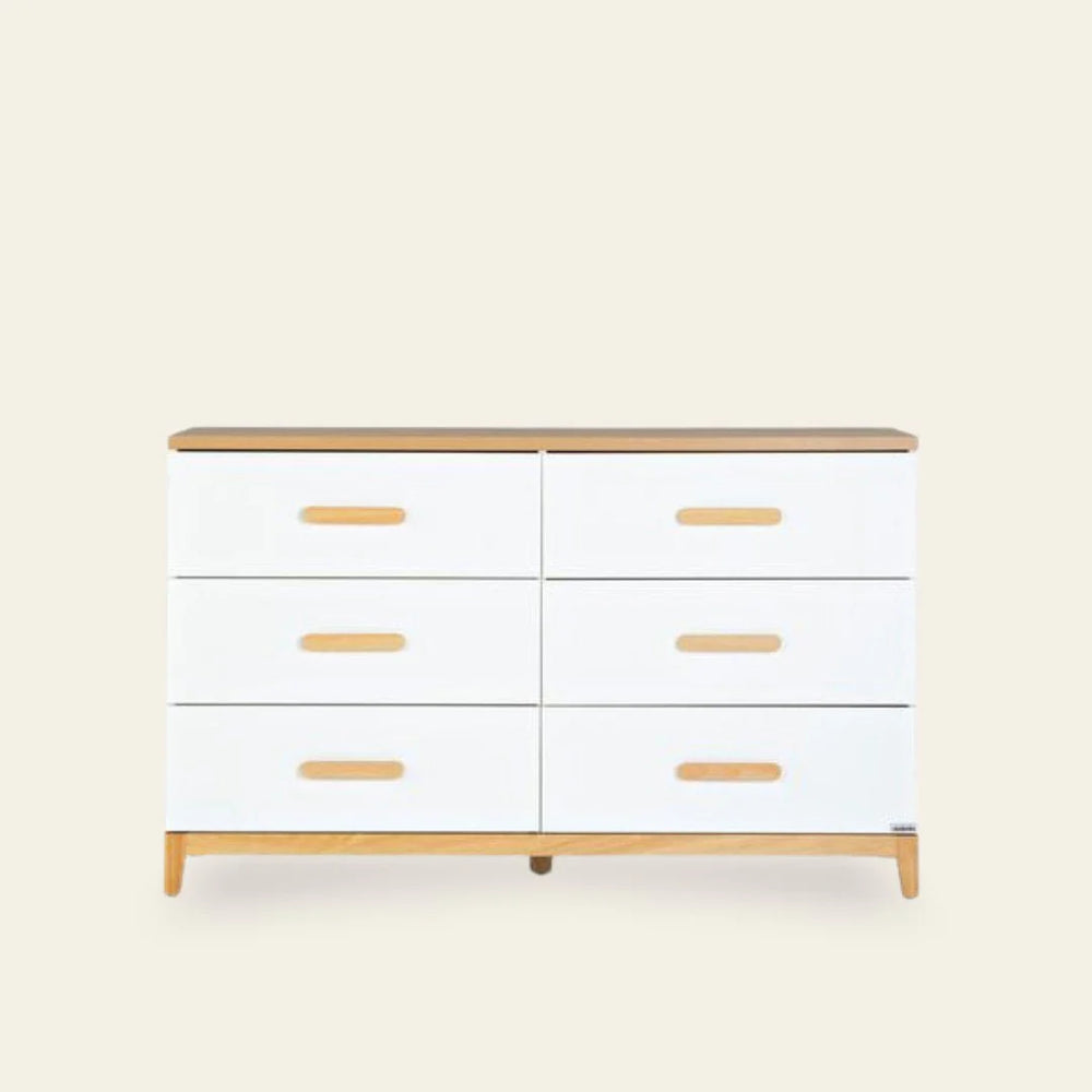 Dadada Lala Big 6-Drawer Dresser - White/Red Oak (2box)