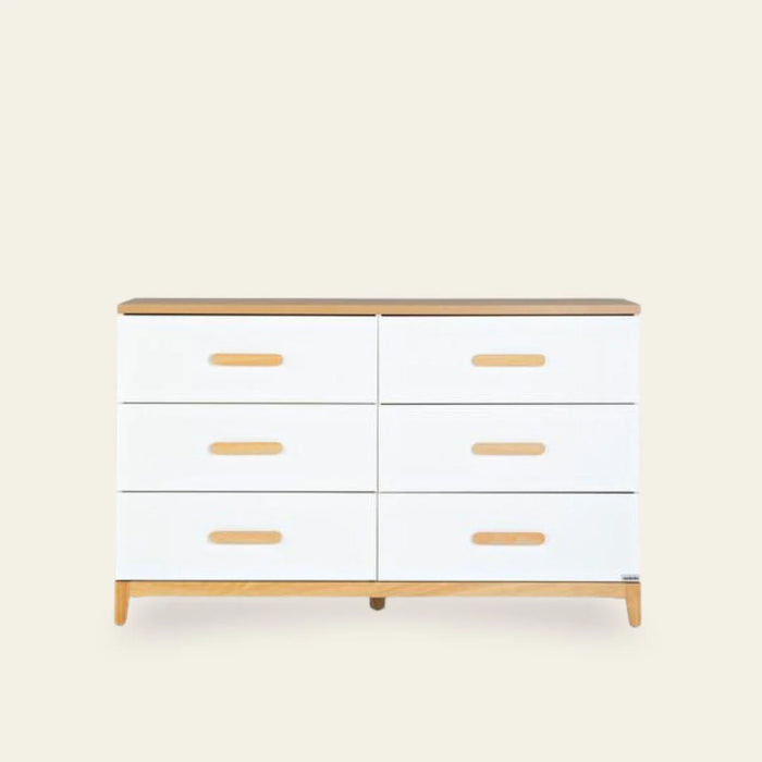 Dadada Lala Big 6-Drawer Dresser - White/Red Oak (2box)