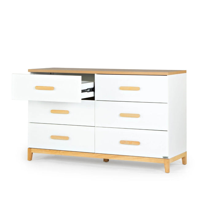 Dadada Lala Big 6-Drawer Dresser - White/Red Oak (2box)