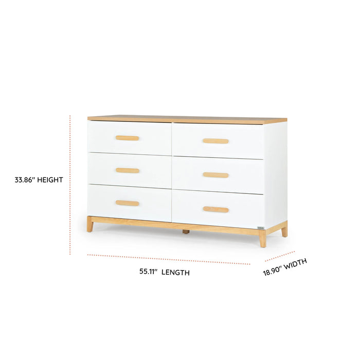 Dadada Lala Big 6-Drawer Dresser - White/Red Oak (2box)