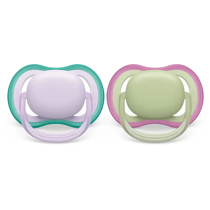 Avent Ultra Air Pacifier 2pk 0-6M - Lilac+Green