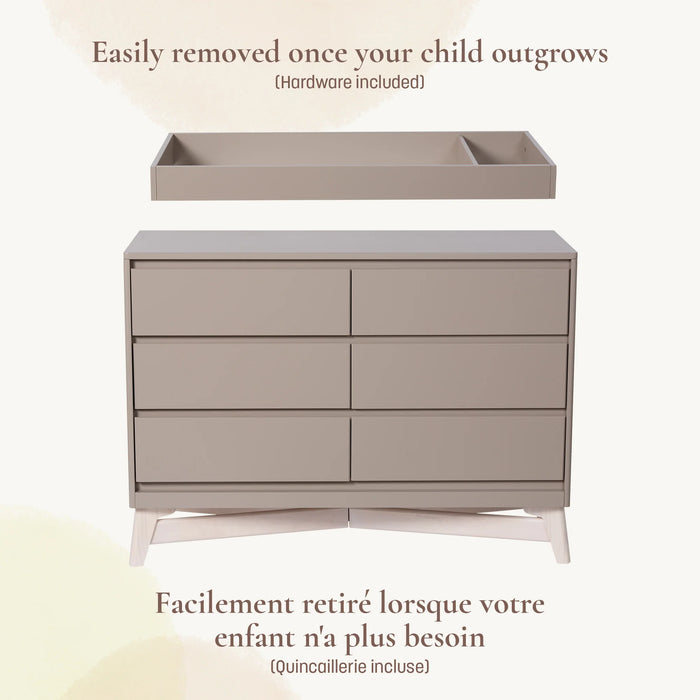 Little Seeds KD Pala Collection Double Dresser Topper Change Table Top - Taupe