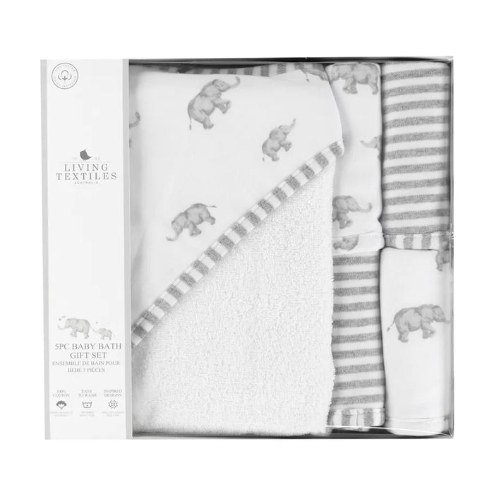 Living Textiles Bath Gift Set 5pc - Grey Elephant
