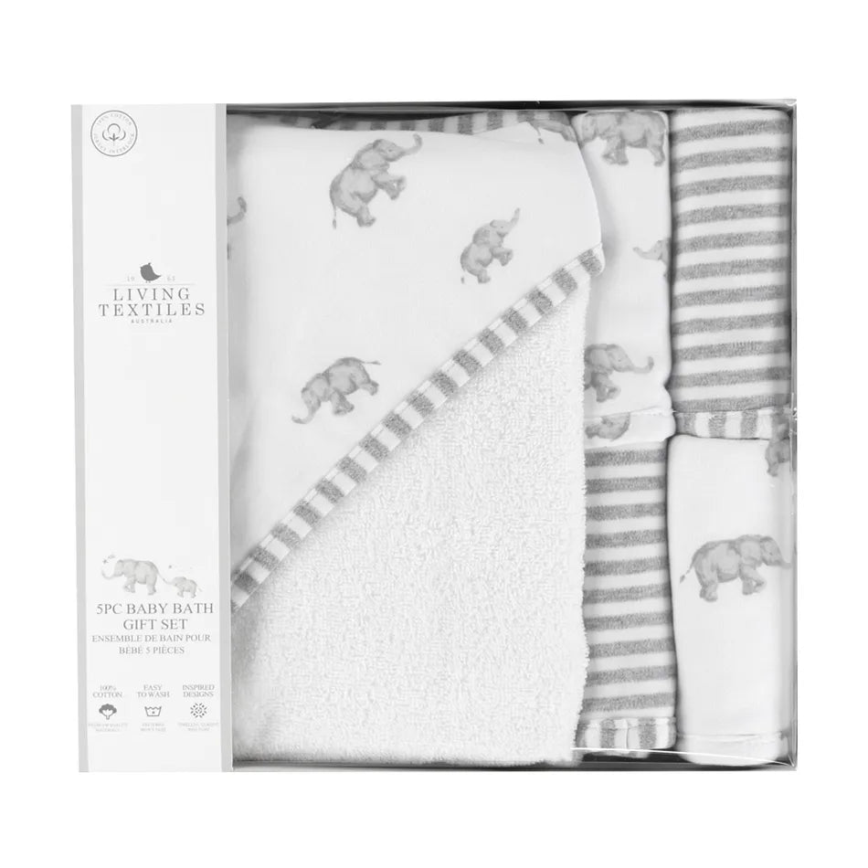 Living Textiles Bath Gift Set 5pc - Grey Elephant