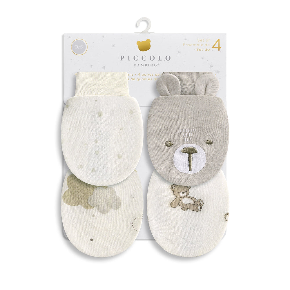 Piccolo Bambino 4pk anti-scratch mittens - Beige