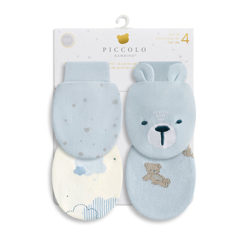 Piccolo Bambino 4pk anti-scratch mittens - Blue