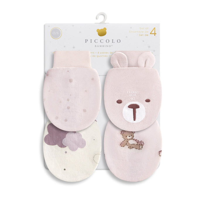 Piccolo Bambino 4pk anti-scratch mittens - Pink