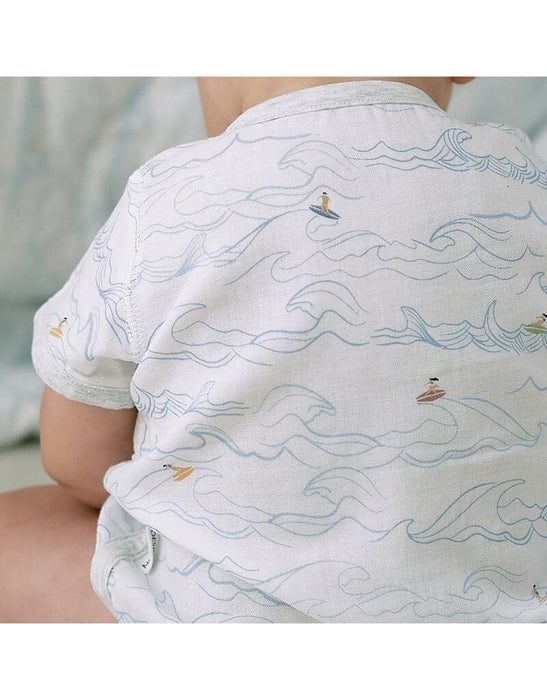 Nest Designs Short Sleeve Kimono Onesie - Surf's Up