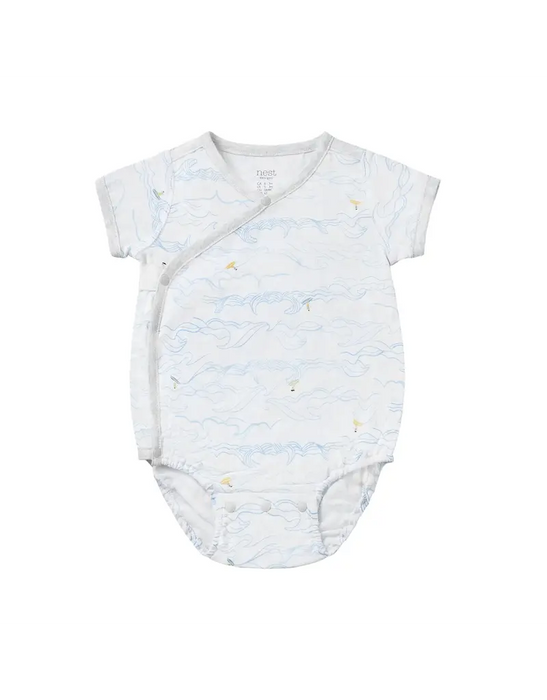 Nest Designs Short Sleeve Kimono Onesie - Surf's Up