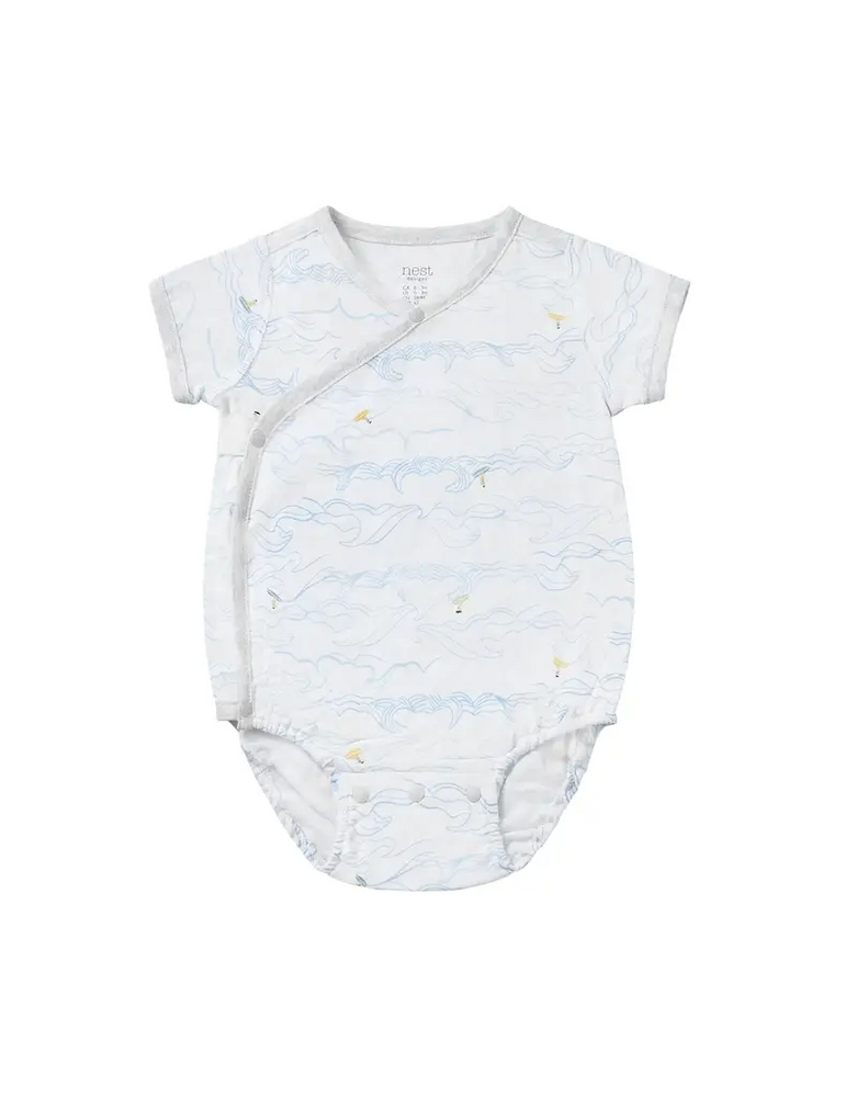 Nest Designs Short Sleeve Kimono Onesie - Surf's Up