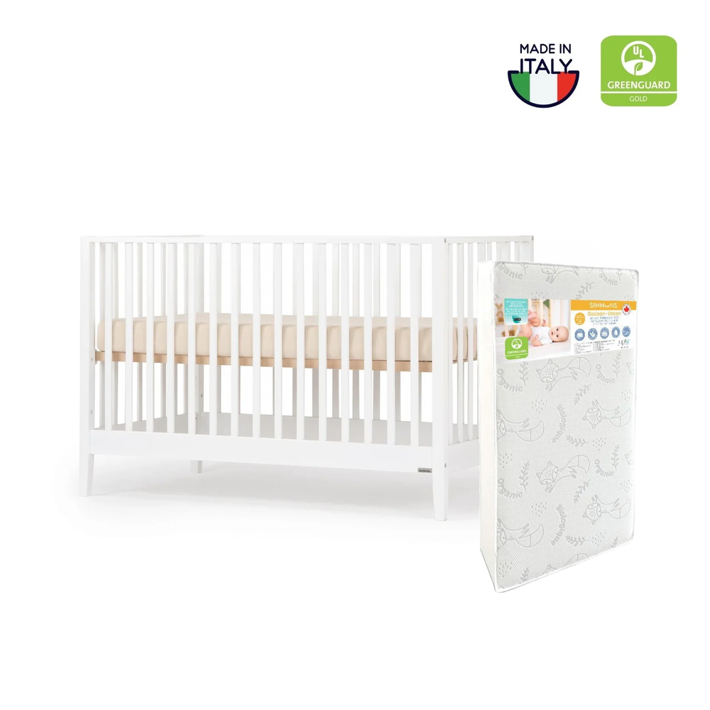 Dadada Lala Crib + Simmons Cocoon Mattress - White