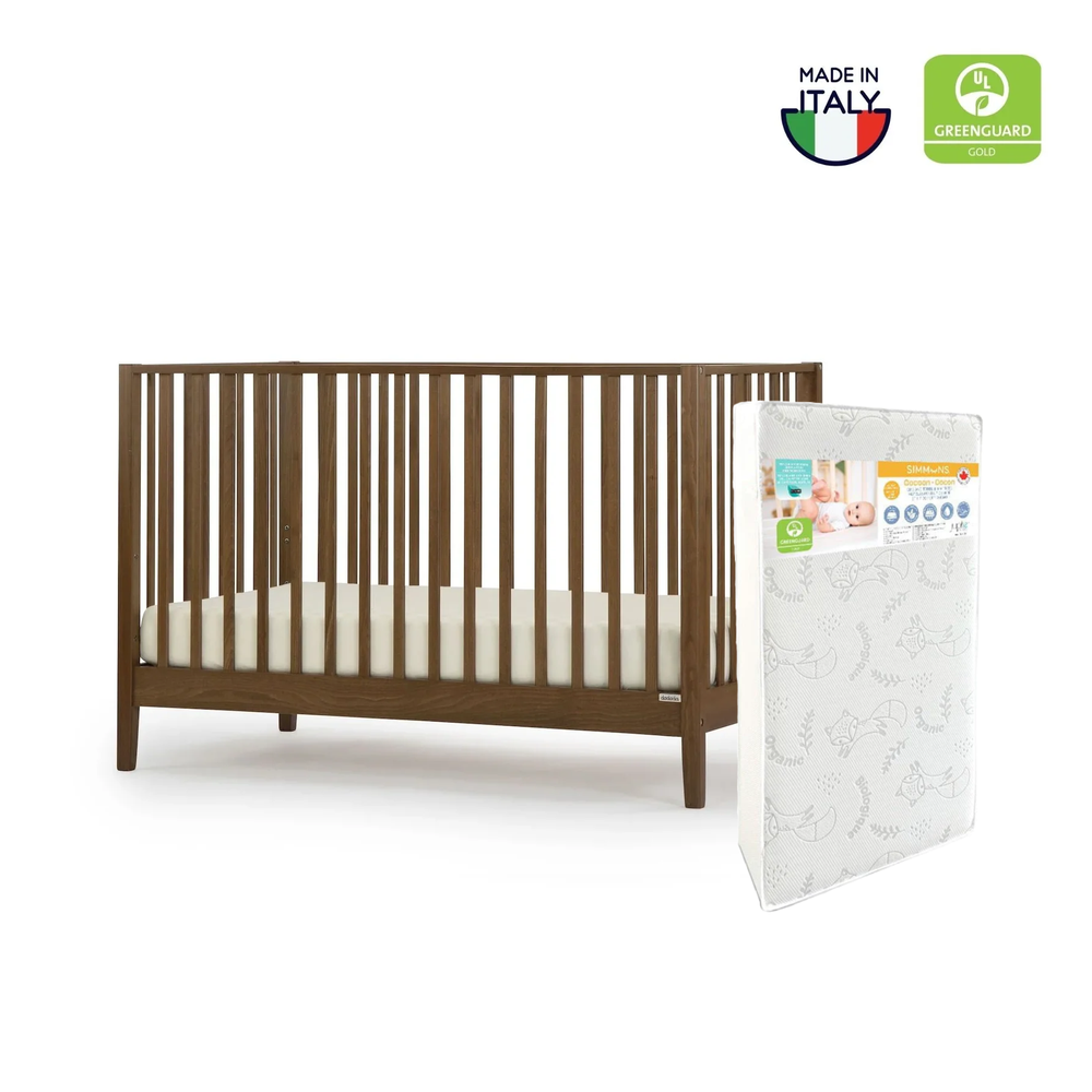 Dadada Lala Crib + Simmons Cocoon Mattress - Walnut