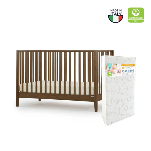 Dadada Lala Crib + Simmons Cocoon Mattress - Walnut