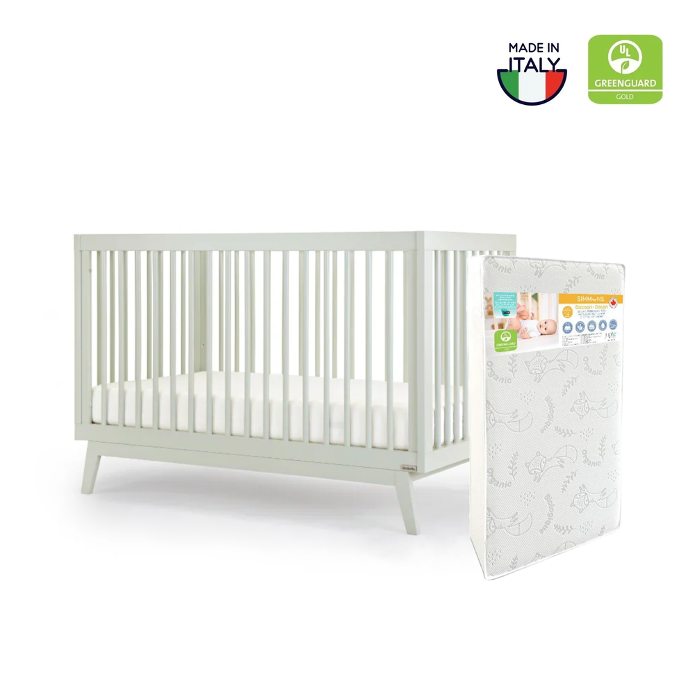 Dadada Soho Crib + Simmons Cocoon Mattress - Sage