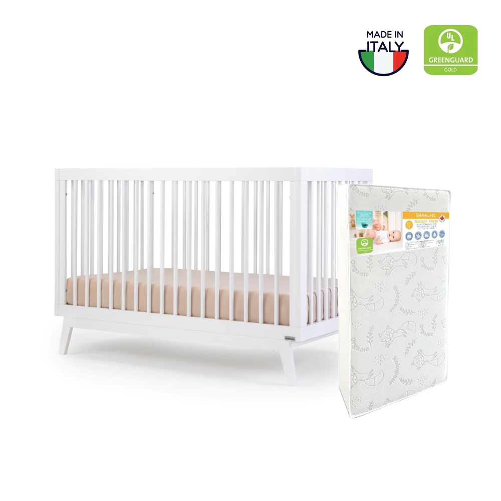 Dadada Soho Crib + Simmons Cocoon Mattress - White