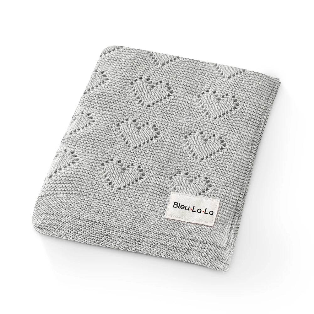 Bleu La La Swaddle Blanket Heart - Grey