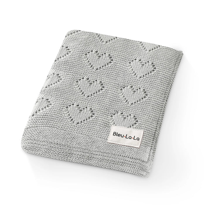 Bleu La La Swaddle Blanket Heart - Grey