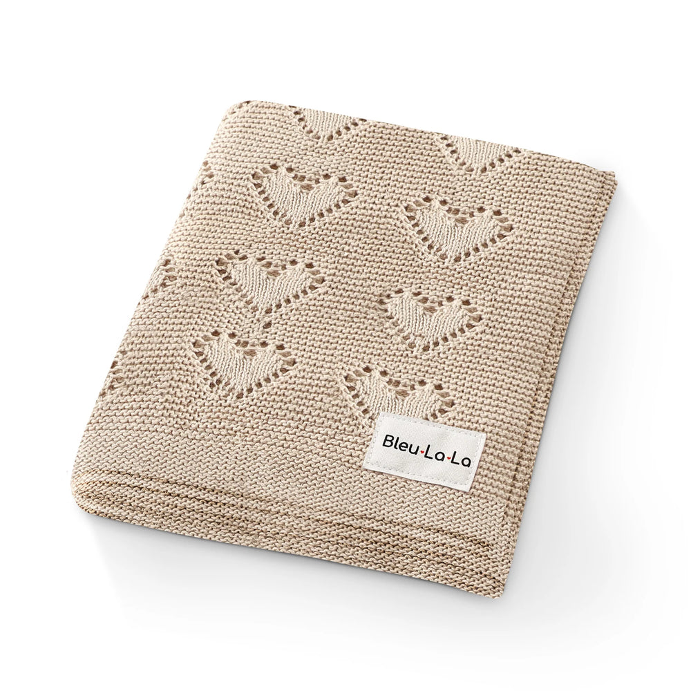 Bleu La La Swaddle Blanket Heart - Oatmeal