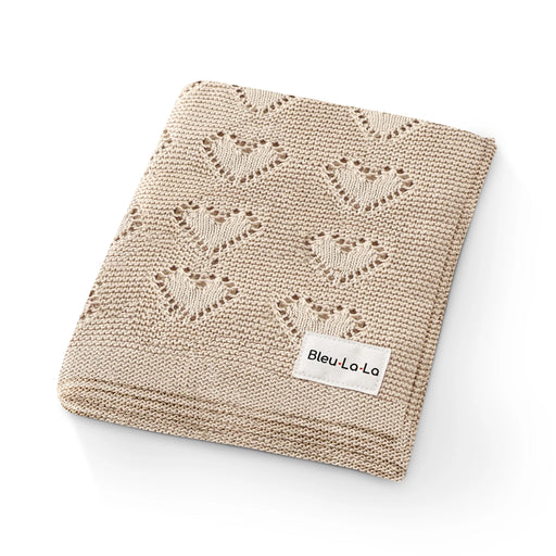 Bleu La La Swaddle Blanket Heart - Oatmeal