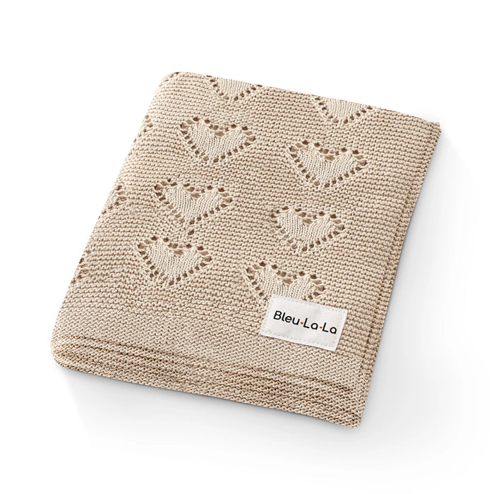 Bleu La La Swaddle Blanket Heart - Oatmeal