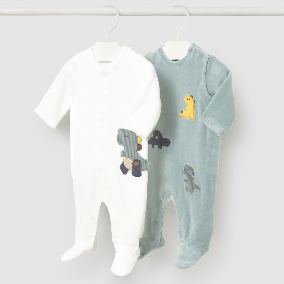 Mayoral Velour Onesie - Crdo-Hielo (White)