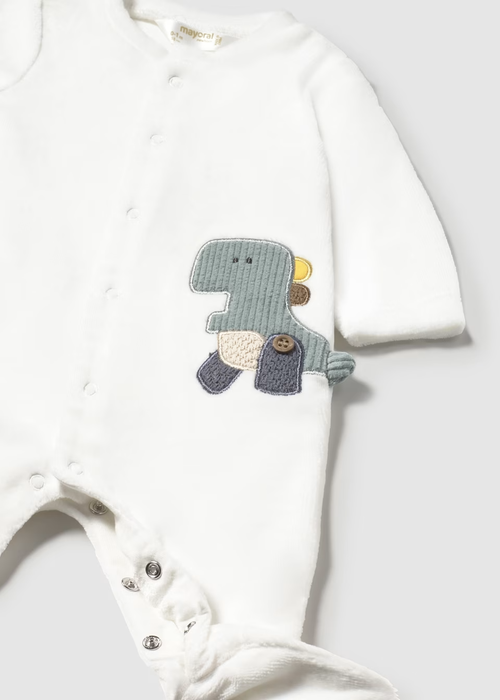 Mayoral Velour Onesie - Crdo-Hielo (White)