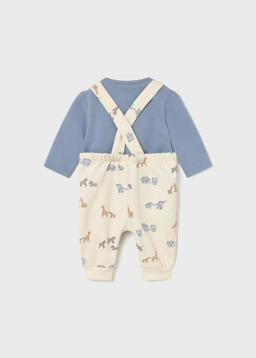 Mayoral Printed Dungarees Set - Blue Bell