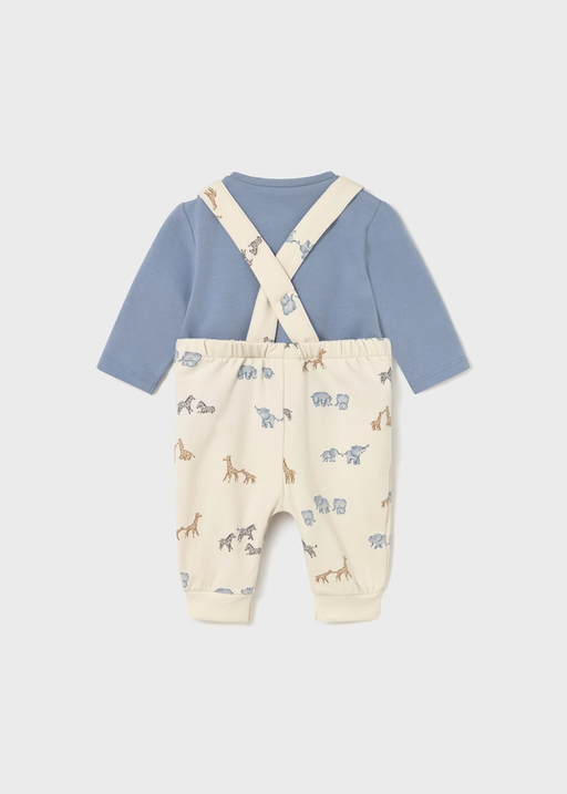 Mayoral Printed Dungarees Set - Blue Bell