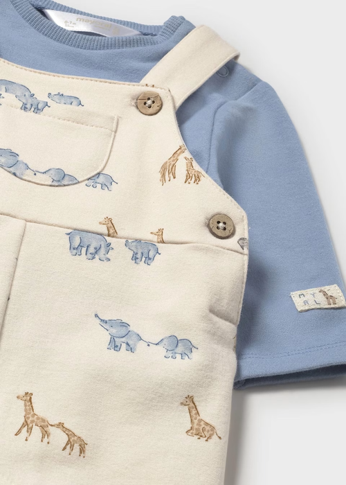 Mayoral Printed Dungarees Set - Blue Bell