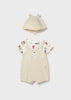 Mayoral Romper with Hat and Faux Dungaree - Garbanzo