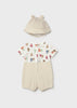 Mayoral Romper with Hat and Faux Dungaree - Garbanzo