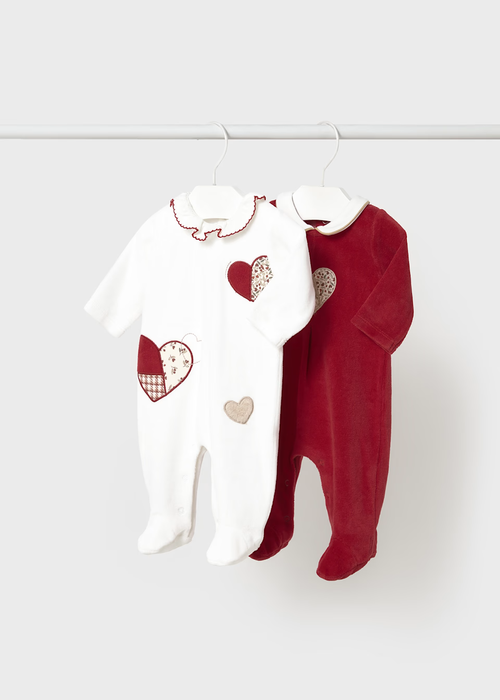 Mayoral Velour Onesie - Guinda (Red)