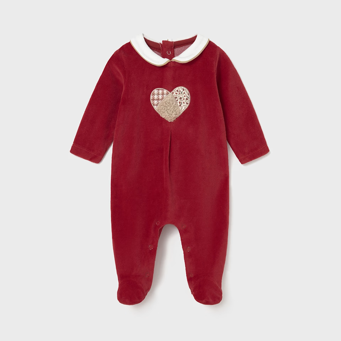 Mayoral Velour Onesie - Guinda (Red)