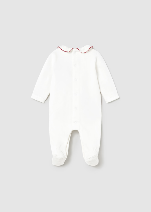 Mayoral Velour Onesie - Guinda (White)